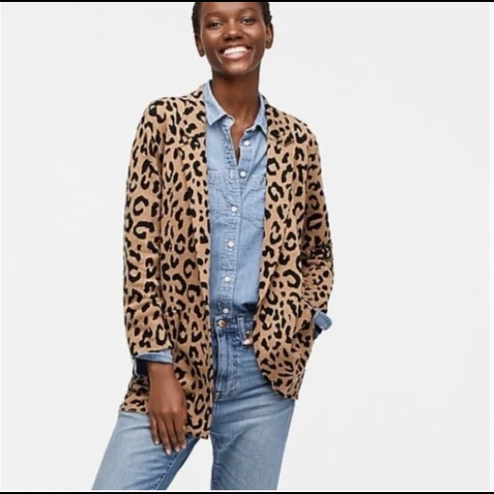 J.Crew Sophie open sweater blazer in leopard